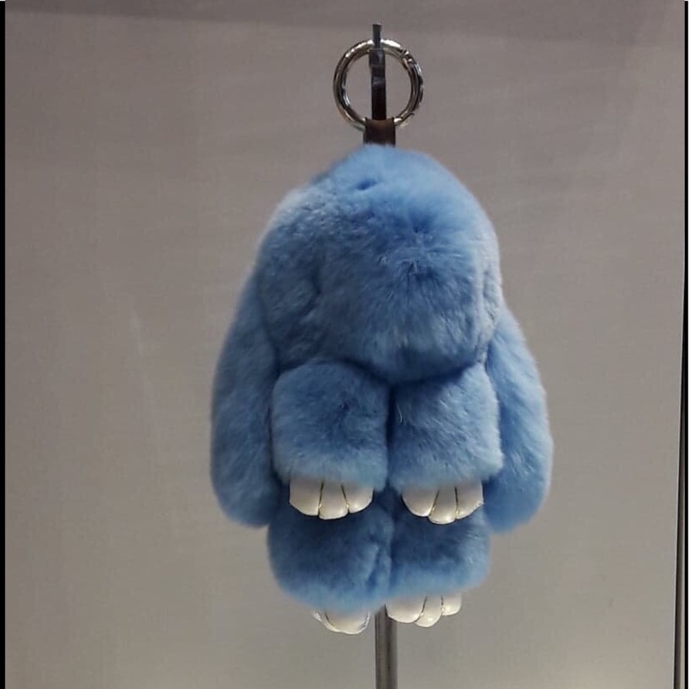 Keychain or bagcharm made of rex Rabbit blue color